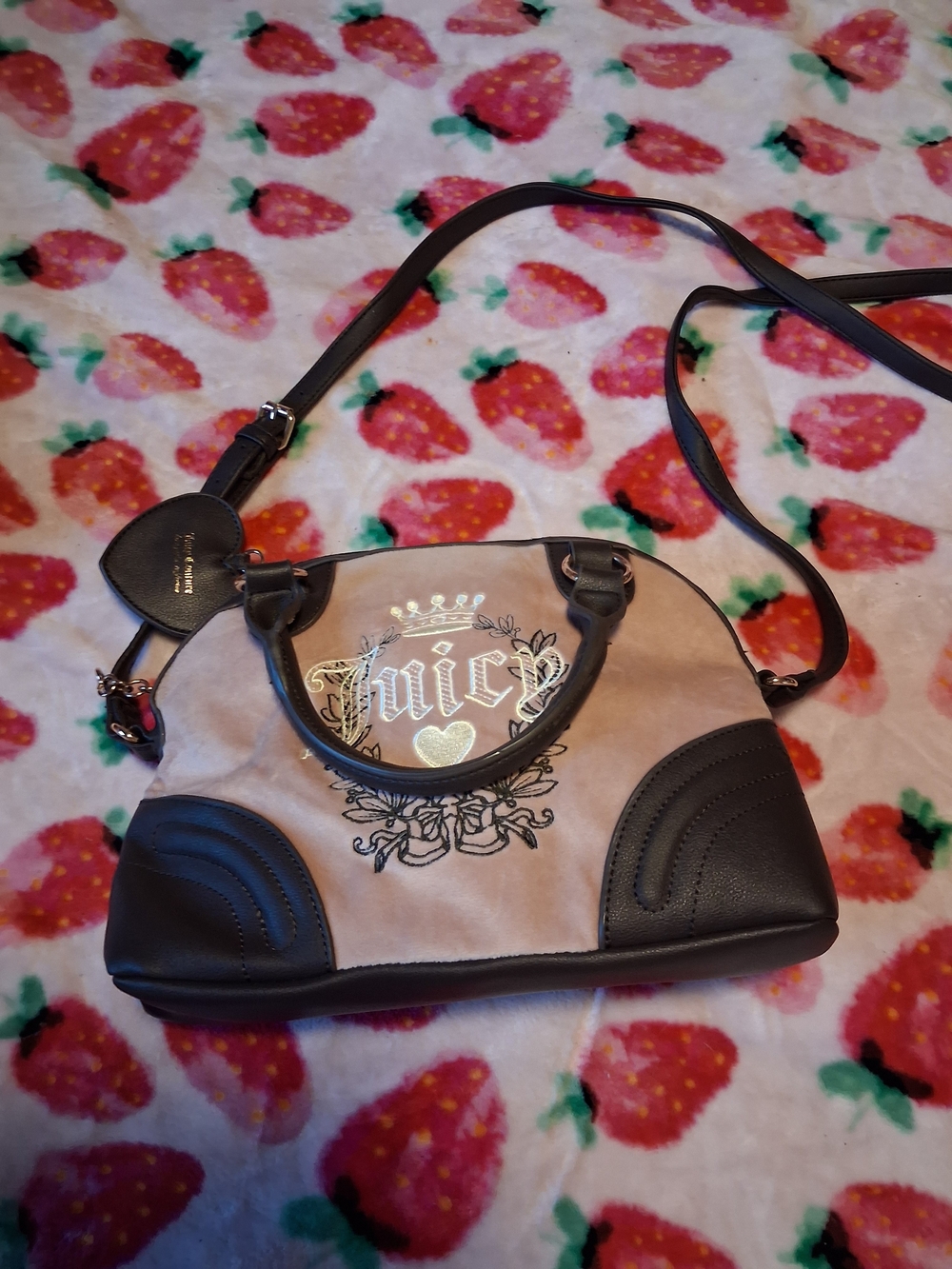 Juicy Couture Dusty Pink And Dark Brown Dome Crossbody with Heart Logo